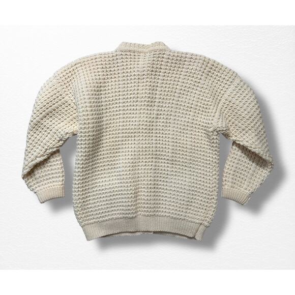 Vintage Hand Loomed Fisherman’s Cardigan Sweater, Size L - Picture 8 of 12
